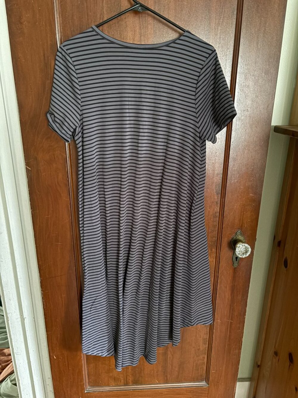 Luleroe Grey/Black Striped Tee Dress, Size M (Fits like XL) - Picture 3 of 4
